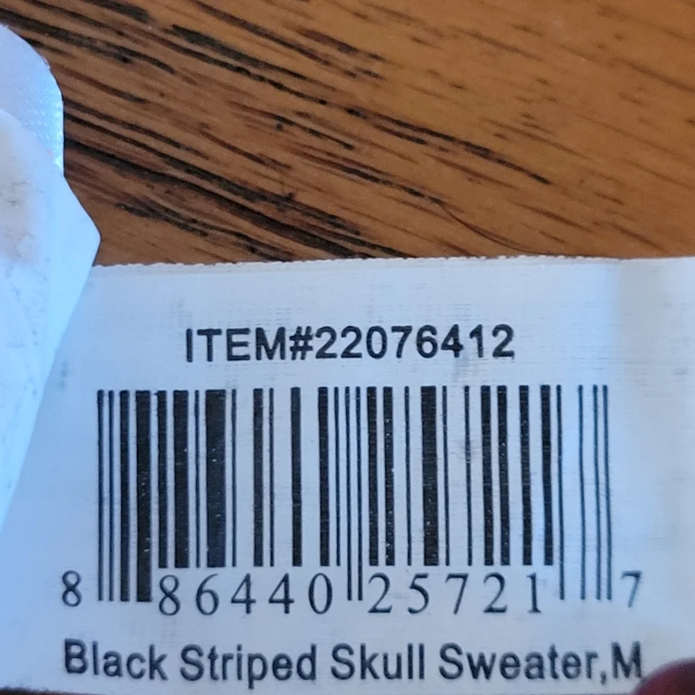 Vtg 2013 Black & White Striped Skull Pet Sweater by Simply Dog Halloween Costume
